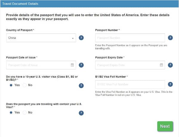 Travel document information