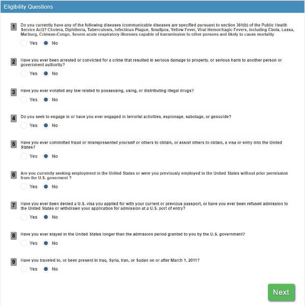 elegibility questions